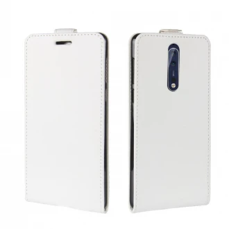 Til Nokia 8 vertikal cover med lomme hvid