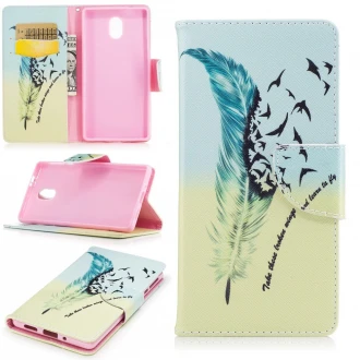 Mønstret flip cover til Nokia 3 Feather Pattern