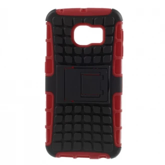 Til Samsung Galaxy S6 Edge bag cover hybrid rød