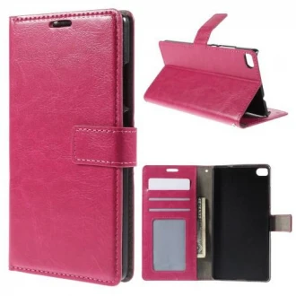 HUAWEI ASCEND P8 læder cover med kort lommer, rosa