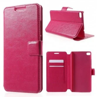 HUAWEI ASCEND P8 læder cover med lommer, rosa