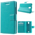 HUAWEI ASCEND Y3 - Y360 læder cover med lommer blå