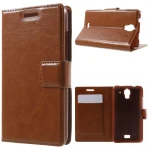 HUAWEI ASCEND Y3 - Y360 læder cover med lommer brun