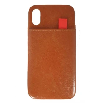 Til Iphone Xs - x case med 2 kort lommer brun