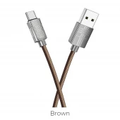 Type-C usb kabel stofbeklædt brun
