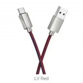 Type-C usb kabel stofbeklædt rød