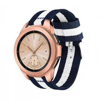 Samsung Galaxy Watch 42mm blød nylon rem blå/hvid