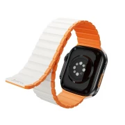 Blød silikone rem Apple watch  42/44/45/49 mm hvid/orange Smartwatch tilbehør