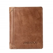 JINBAOLAI mini læder pung brun