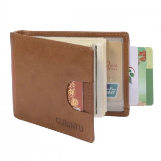 læder kreditkortholder med pengeclips rfid brun