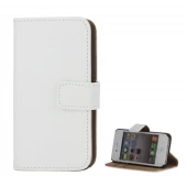 Iphone 4S flip cover i ægte læder hvid