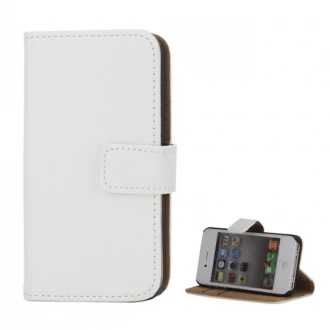 til Iphone 4S flip cover i ægte læder hvid