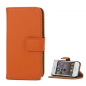 Iphone 4S flip cover i ægte læder orange