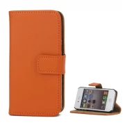 Iphone 4S orange flip cover i ægte læder Mobil tilbehør