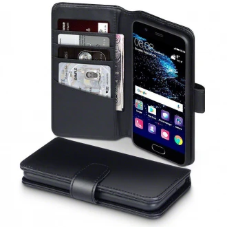 Til Huawei P10 premium cover i ægte læder sort