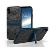 blå Tpu carbon kickstand case iPhone X / XS Mobil tilbehør