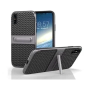 grå Tpu carbon kickstand case iPhone X / XS Mobil tilbehør