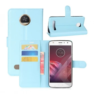 Til Moto Z2 Play flip cover med lommer Blå