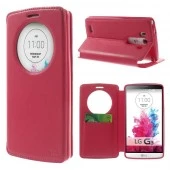 LG G3 cover med vindue og kort lomme rosa