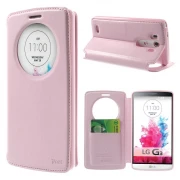 LG G3 cover med vindue og kort lomme pink Mobilcovers