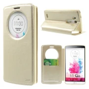 LG G3 cover med vindue og kort lomme champagne Mobilcovers