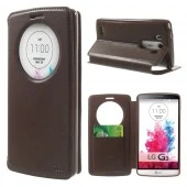 LG G3 cover med vindue og kort lomme brun