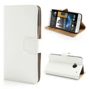 Klassisk læder cover hvid Htc One M7 Mobil tilbehør