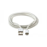 sølv Usb micro kabel 1 meter Mobiltelefon tilbehør Leveso.dk