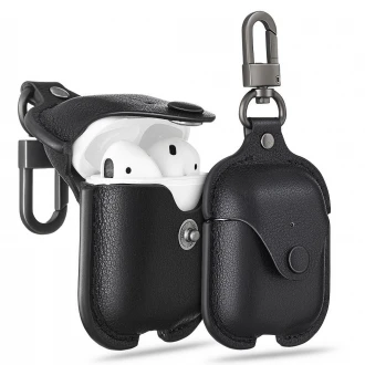 Airpods Oxford ægte lædertaske sort
