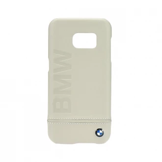 Til Samsung Galaxy S7 bag cover BMW signature i ægte læder beige