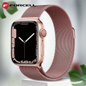 Apple Watch 42/44/45/49 Forcell urrem rustfri stål rosa Guld