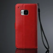 HTC ONE M9 læder pung cover, rød Mobiltelefon tilbehør