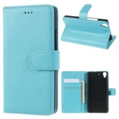 HUAWEI Y6 læder cover med kort lommer, blå