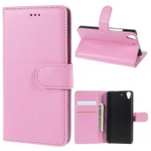 HUAWEI Y6 læder cover med kort lommer, pink