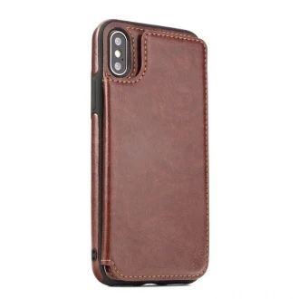 Til Iphone XS Max Forcell wallet case cover brun