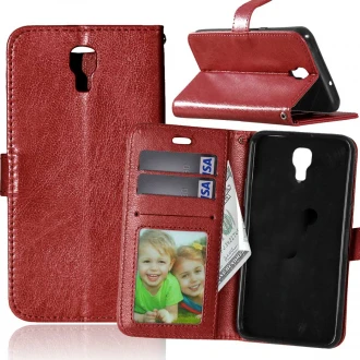 Til LG X Screen pung etui med lommer vinrød