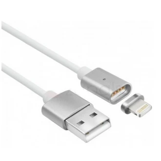 Magnetisk Lightning usb data og lade kabel 1 meter sølv
