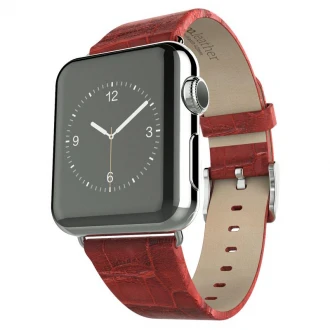 APPLE WATCH 42 MM Hoco bambus serie læder urrem med beslag, rød