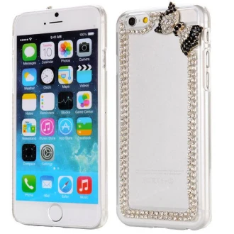 IPHONE 6 / 6S transparent bag cover med diamant mønster