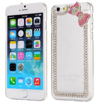 IPHONE 6 / 6S transparent bag cover med diamant mønster
