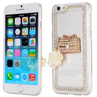 IPHONE 6 / 6S transparent bag cover med diamant mønster
