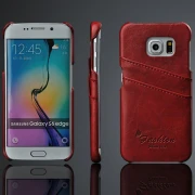SAMSUNG GALAXY S6 edge læder bag cover med kort holder Mobiltelefon tilbehør