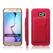 SAMSUNG GALAXY S6 læder bag cover med kort holder og flip stand Mobiltelefon tilbehør