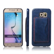 SAMSUNG GALAXY S6 læder bag cover med kort holder og flip stand Mobiltelefon tilbehør