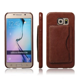 SAMSUNG GALAXY S6 læder bag cover med kort holder og flip stand