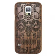 SAMSUNG GALAXY S5 bambus bag cover med laser graveret mønster Mobiltelefon tilbehør