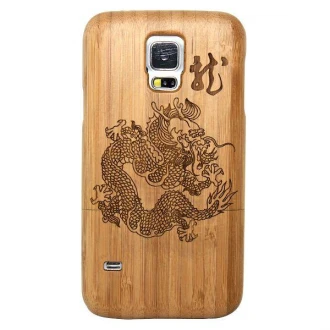 SAMSUNG GALAXY S5 bambus bag cover med laser graveret mønster