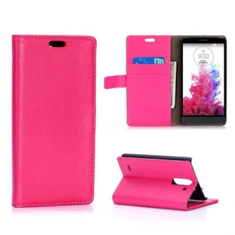 Til LG G3 STYLUS læder pung cover rosa