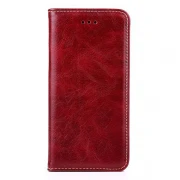 IPHONE 6 / 6S læder cover med flip stand og kort holder, vinrød Mobiltelefon tilbehør