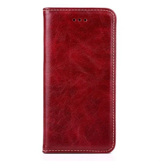 IPHONE 6 / 6S læder cover med flip stand og kort holder, vinrød